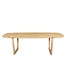 Bootvormige eiken eettafel met sledepoot en Deense rand – 200 x 110 cm, 4 cm dik