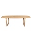 Bootvormige eiken eettafel met sledepoot en Deense rand – 200 x 110 cm, 4 cm dik