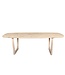 Bootvormige eiken eettafel met sledepoot en Deense rand – 180 x 100 cm, 4 cm dik