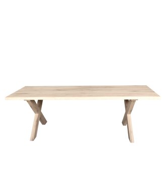 Wolff Houtbewerking Rechthoekige eiken eettafel met X-poot en boomstamrand – 300 x 110 cm, 4 cm dik