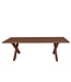 Rechthoekige eiken eettafel met X-poot en boomstamrand – 200 x 90 cm, 4 cm dik
