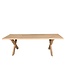 Rechthoekige eiken eettafel met X-poot en boomstamrand – 160 x 90 cm, 4 cm dik