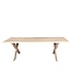Rechthoekige eiken eettafel met X-poot en boomstamrand – 160 x 90 cm, 4 cm dik