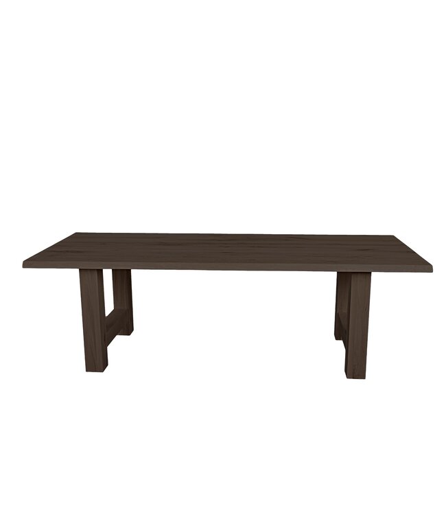 Rechthoekige eiken eettafel met trapeziumpoot en boomstamrand – 160 x 90 cm, 4 cm dik