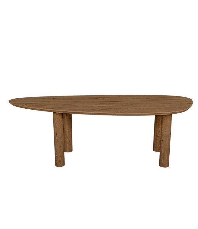 Organische eiken eettafel met cilinderpoten en Deense rand – 300 x 110 cm, 3 cm dik