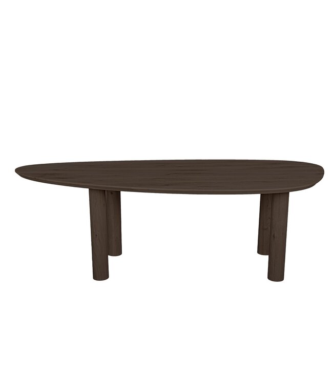 Organische eiken eettafel met cilinderpoten en Deense rand – 260 x 110 cm, 4 cm dik