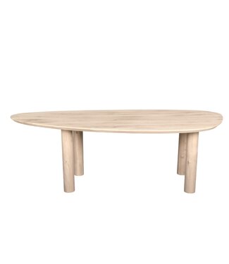 Wolff Houtbewerking Organische eiken eettafel met cilinderpoten en Deense rand – 240 x 110 cm, 4 cm dik