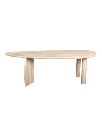 Wolff Houtbewerking Organische eiken eettafel met boogpoot en cilinderpoten en Deense rand – 280 x 110 cm, 3 cm dik