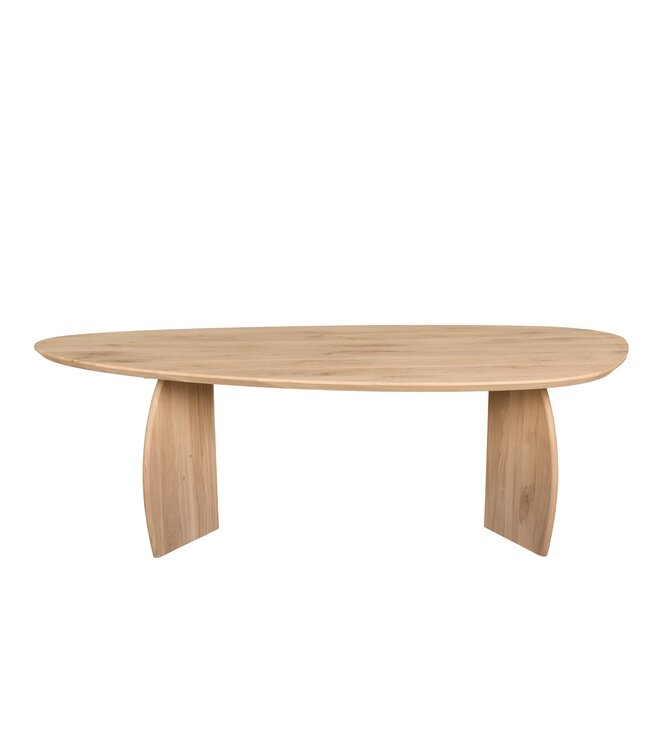 Organische eiken eettafel met boogpoot en Deense rand – 280 x 110 cm, 4 cm dik