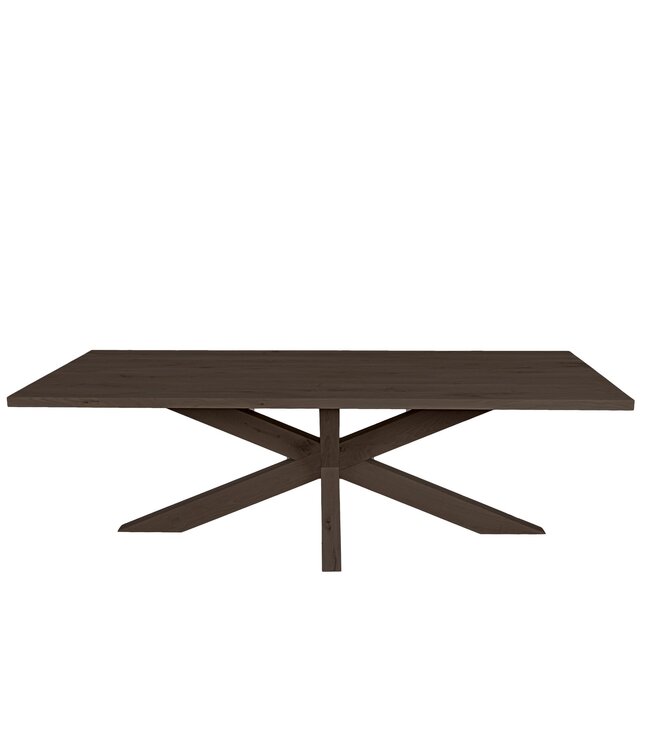 Rechthoekige eiken eettafel met matrixpoot en rechte rand – 220 x 100 cm, 4 cm dik