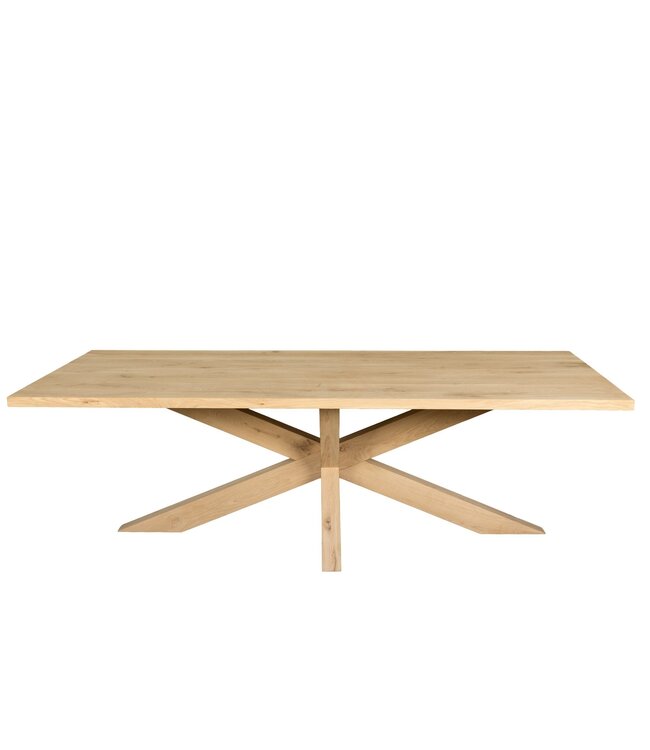 Rechthoekige eiken eettafel met matrixpoot en rechte rand – 200 x 100 cm, 4 cm dik