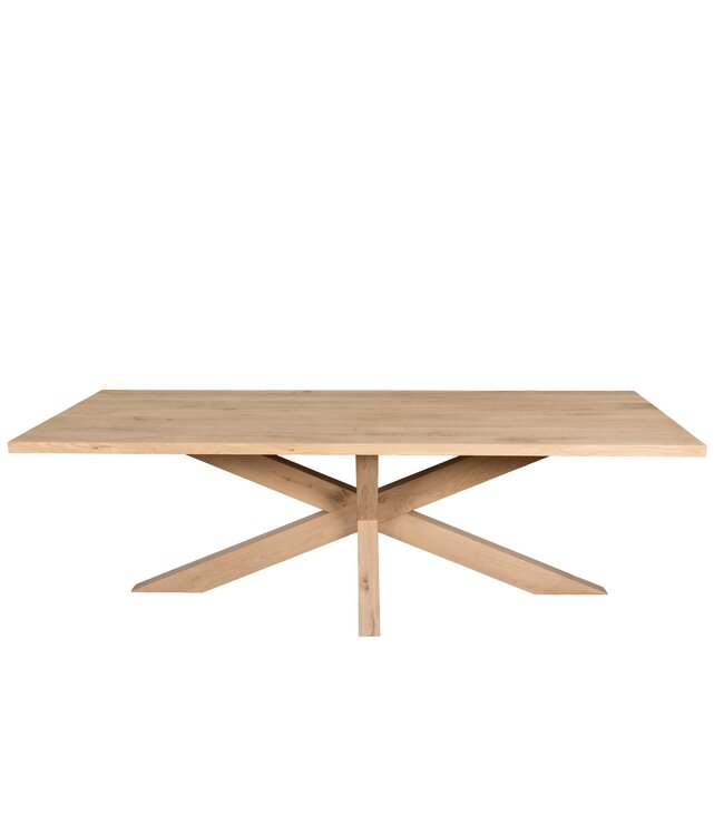 Rechthoekige eiken eettafel met matrixpoot en rechte rand – 200 x 100 cm, 4 cm dik