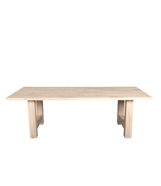 Wolff Houtbewerking Rechthoekige eiken eettafel met trapeziumpoot en rechte rand – 220 x 100 cm, 4 cm dik