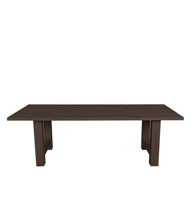 Rechthoekige eiken eettafel met trapeziumpoot en rechte rand – 180 x 90 cm, 4 cm dik