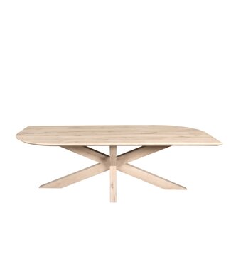 Wolff Houtbewerking Deens ovale eiken eettafel met matrixpoot en Deense rand – 280 x 110 cm, 4 cm dik