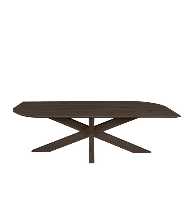 Deens ovale eiken eettafel met matrixpoot en Deense rand – 260 x 100 cm, 3 cm dik