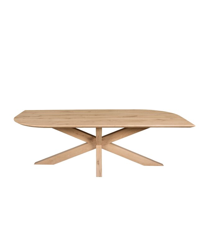 Deens ovale eiken eettafel met matrixpoot en Deense rand – 200 x 100 cm, 4 cm dik