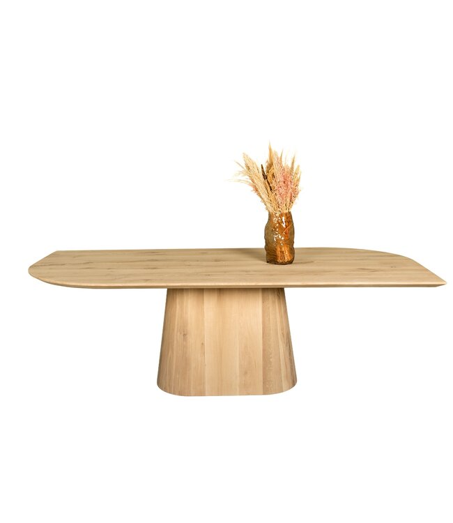 Deens ovale eiken eettafel met conische kolompoot en Deense rand – 160 x 90 cm, 4 cm dik