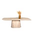 Deens ovale eiken eettafel met conische kolompoot en Deense rand – 160 x 90 cm, 4 cm dik