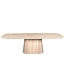 Bootvormige eiken eettafel met conische kolompoot en Deense rand – 240 x 110 cm, 4 cm dik