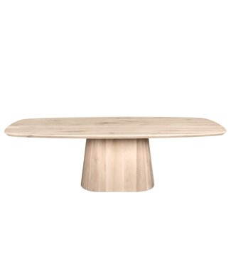 Wolff Houtbewerking Bootvormige eiken eettafel met conische kolompoot en Deense rand – 220 x 110 cm, 4 cm dik