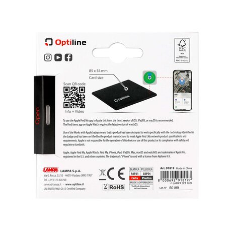 Optiline Optiline GPS-Tracker Flex Airtag - Ultra Dun - Opvouwbaar