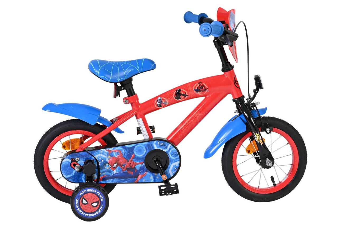 Volare Volare Kinderfiets 12 inch - Spiderman - handrem + terugtraprem Volare Volare Kinderfiets 12 inch - Spiderman - handrem + terugtraprem