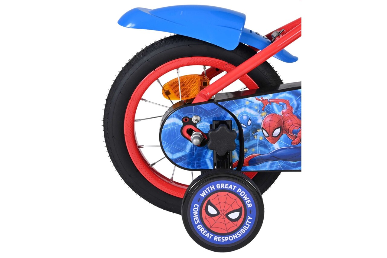 Volare Volare Kinderfiets 12 inch - Spiderman - handrem + terugtraprem Volare Volare Kinderfiets 12 inch - Spiderman - handrem + terugtraprem