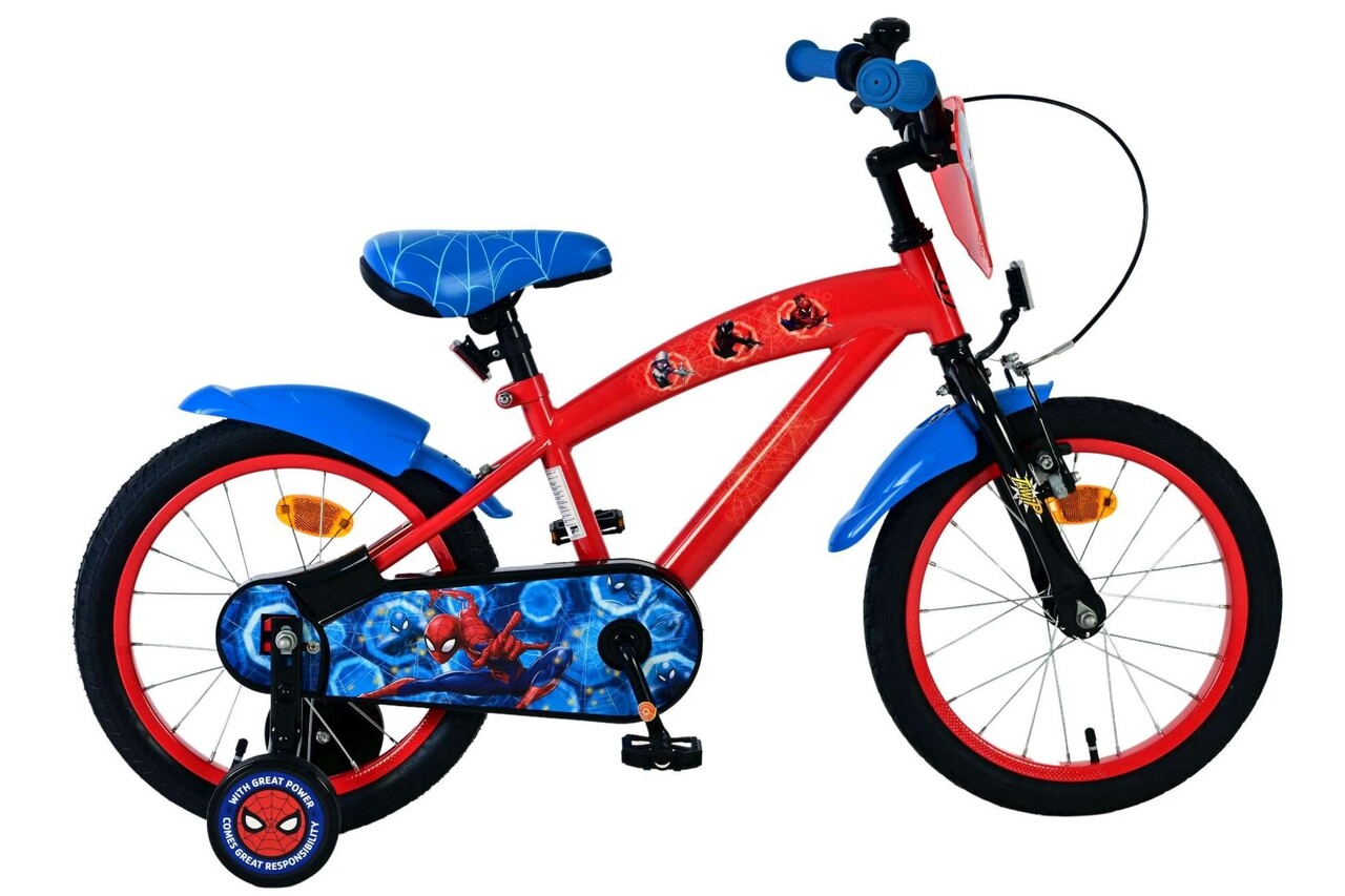 Volare Volare Kinderfiets 16 inch - Spiderman - handrem + terugtraprem Volare Volare Kinderfiets 16 inch - Spiderman - handrem + terugtraprem