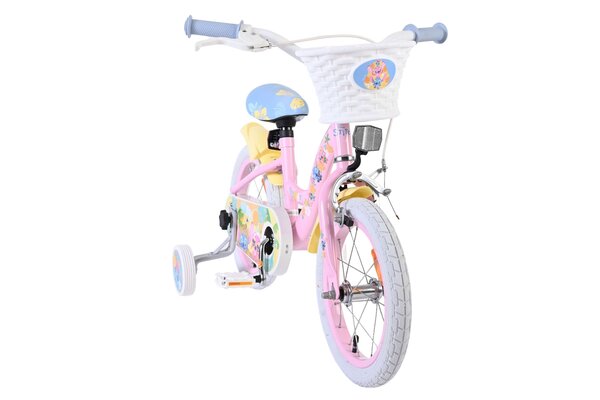Volare Volare Kinderfiets 14 inch - Stitch - handrem + terugtraprem Volare Volare Kinderfiets 14 inch - Stitch - handrem + terugtraprem