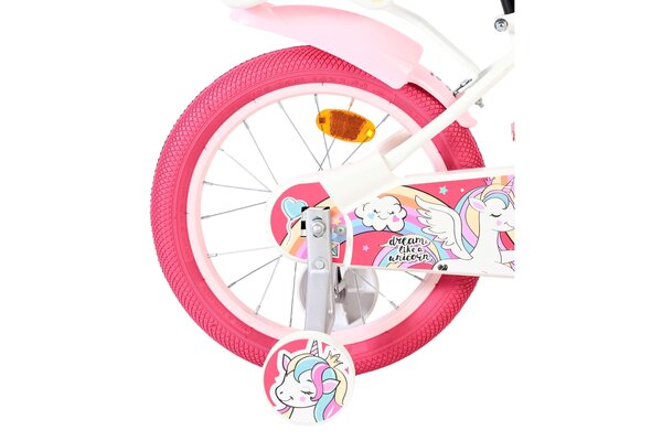 Volare Volare Kinderfiets 16 inch - Unicorn - handrem + terugtraprem Volare Volare Kinderfiets 16 inch - Unicorn - handrem + terugtraprem