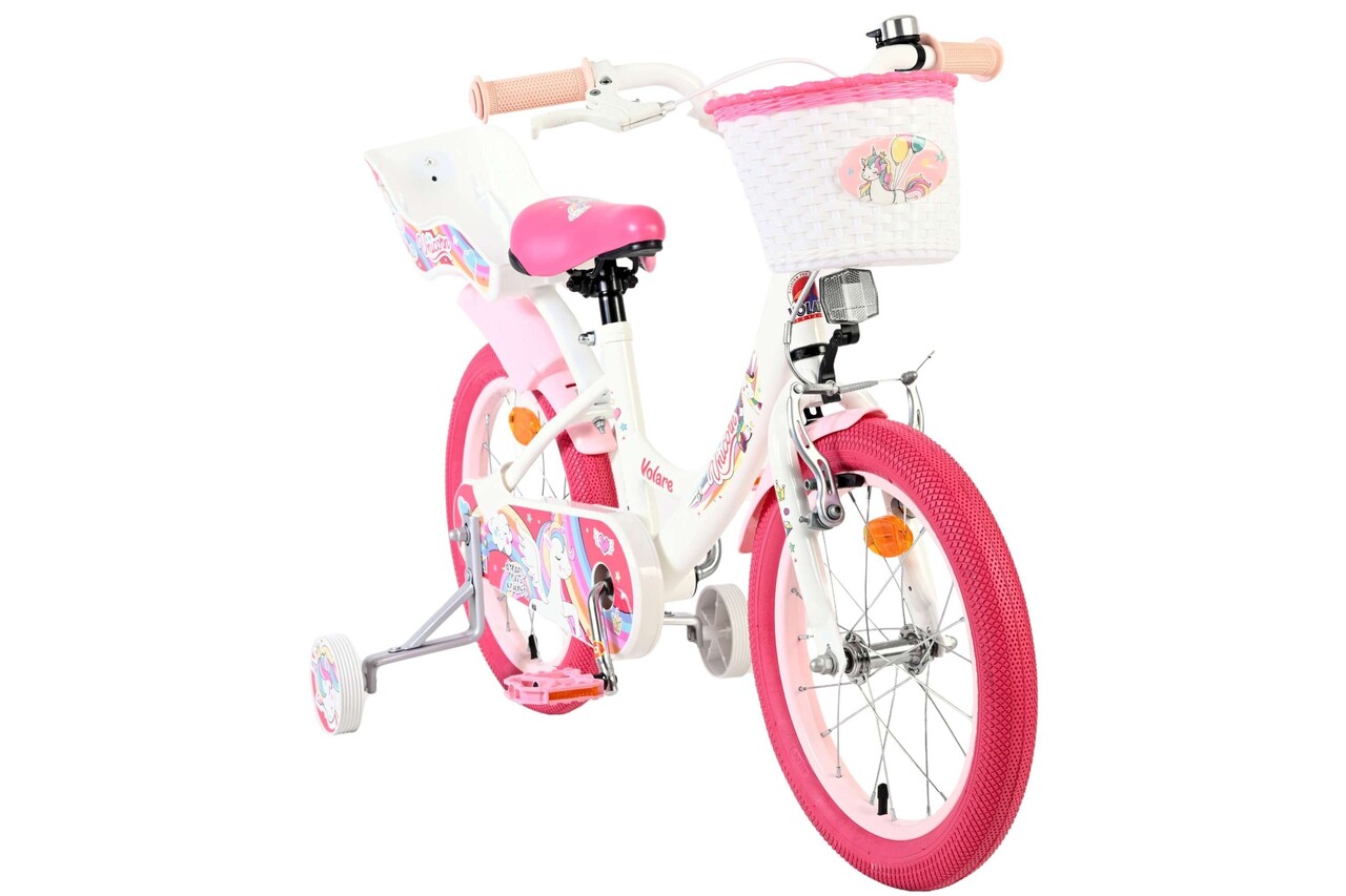 Volare Volare Kinderfiets 16 inch - Unicorn - handrem + terugtraprem Volare Volare Kinderfiets 16 inch - Unicorn - handrem + terugtraprem