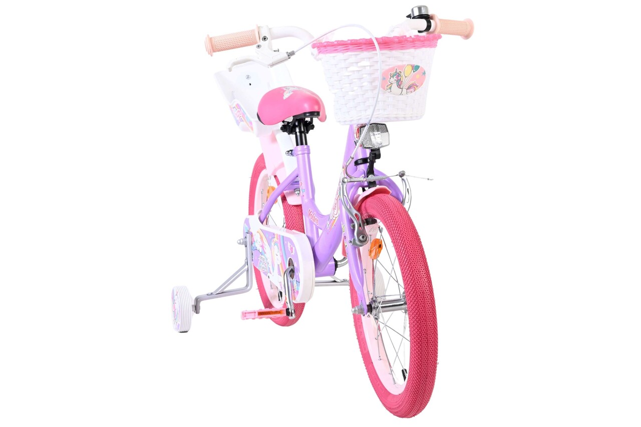 Volare Volare Kinderfiets 16 inch - Unicorn - handrem + terugtraprem Volare Volare Kinderfiets 16 inch - Unicorn - handrem + terugtraprem