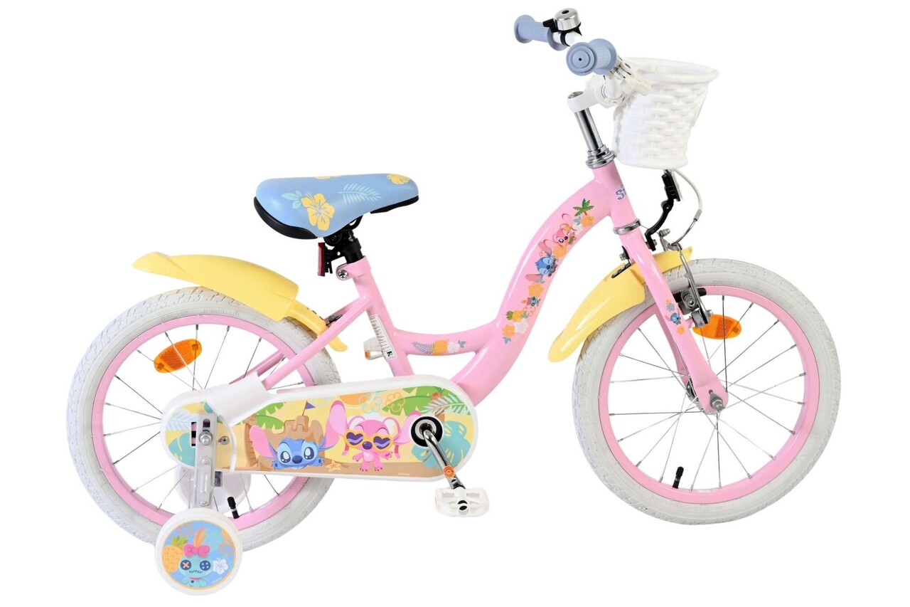 Volare Volare Kinderfiets 16 inch - Stitch - handrem + terugtraprem Volare Volare Kinderfiets 16 inch - Stitch - handrem + terugtraprem