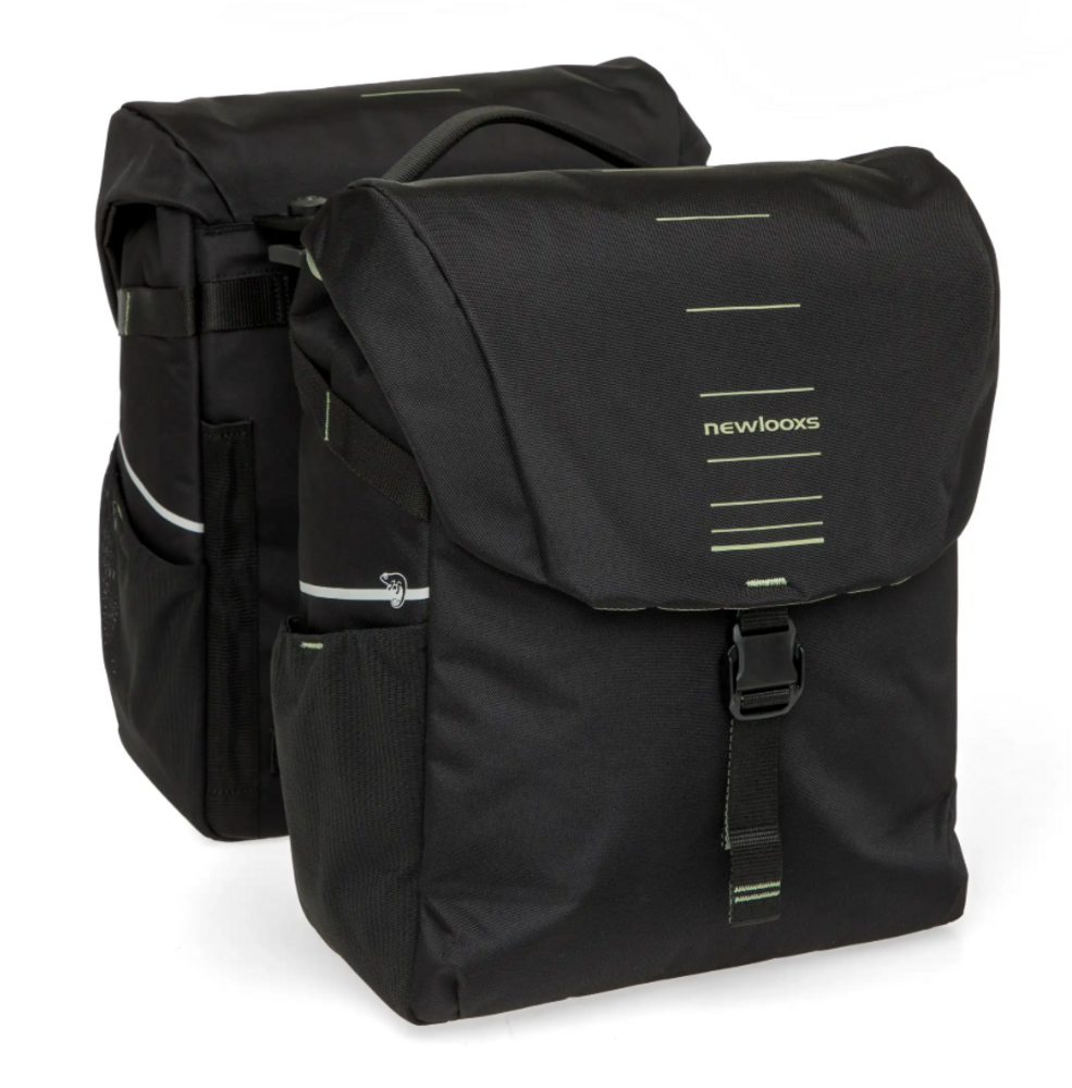 New Looxs New Looxs Dubbele Fietstas MIK Vigo Black Green 40L New Looxs New Looxs Dubbele Fietstas MIK Vigo Black Green 40L