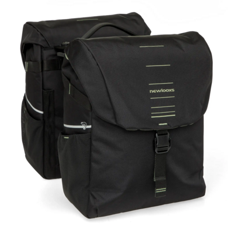 New Looxs New Looxs Dubbele Fietstas MIK Vigo Black Green 40L New Looxs New Looxs Dubbele Fietstas MIK Vigo Black Green 40L