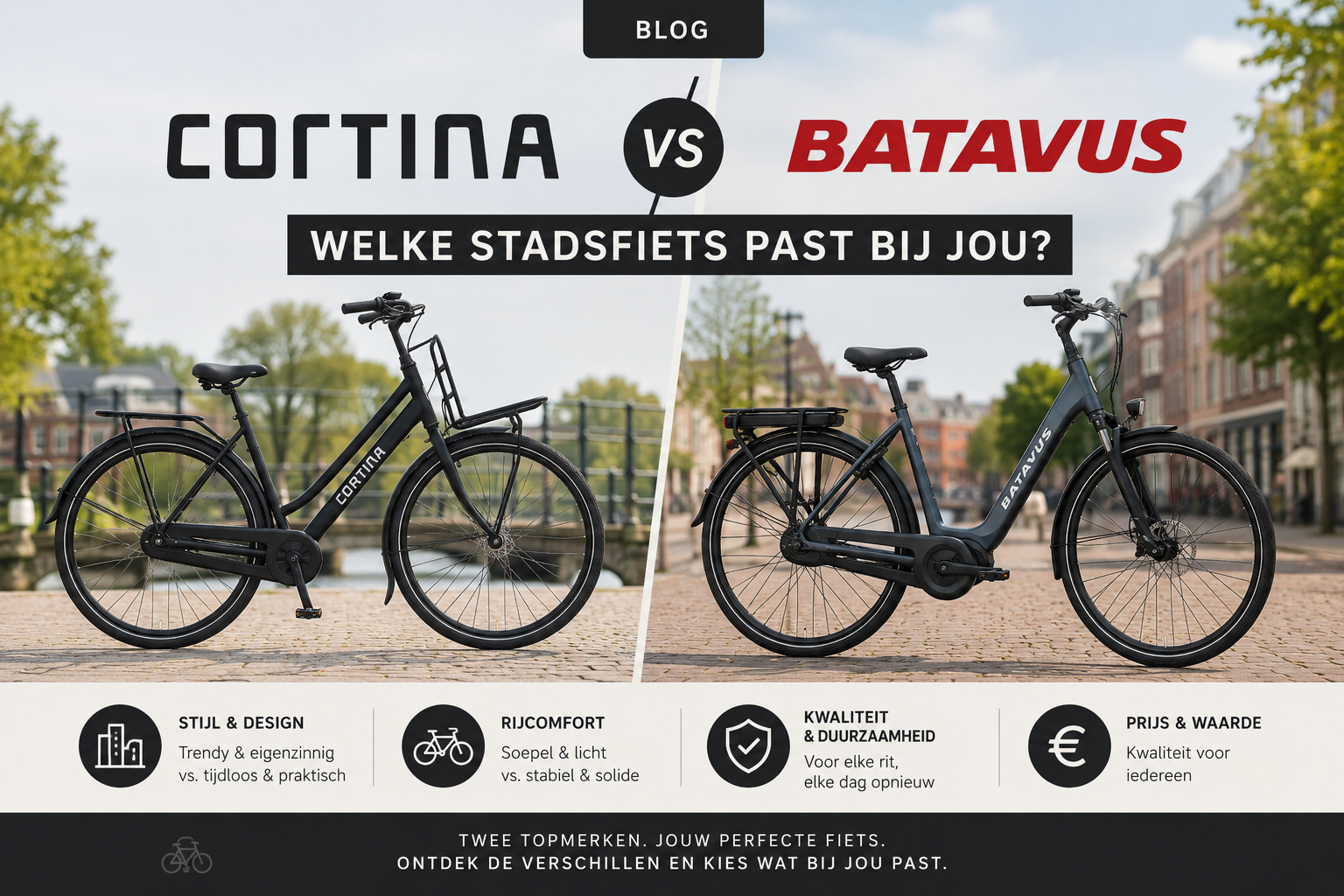 Cortina vs Batavus: welke stadsfiets past bij jou? Cortina vs Batavus: welke stadsfiets past bij jou?