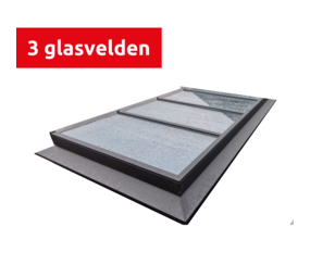 Intura Vlakke lichtstraat aluminium - 3 gelijke glasvlakken