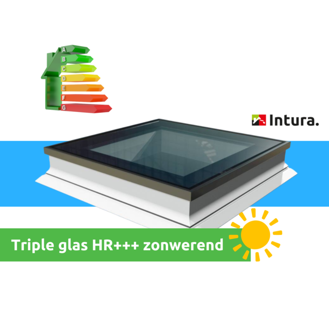 Intura Platdakraam Intura PGX B9 100x100cm - vaste vlakke lichtkoepel met zonwerend☀️ triple glas HR+++