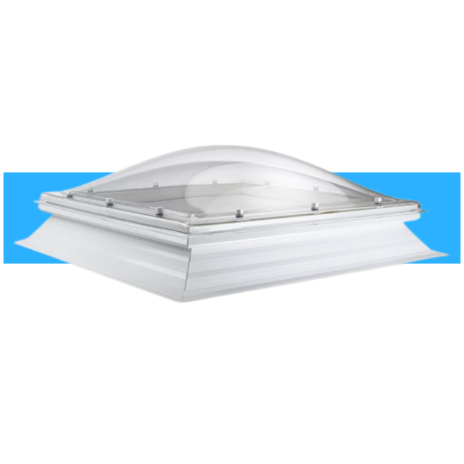 Domelite Lichtkoepel glashelder dubbelwandig acrylaat 100x100 met PVC opstand