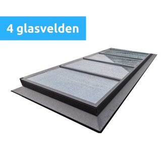 Intura Vlakke lichtstraat aluminium - 4 gelijke glasvlakken