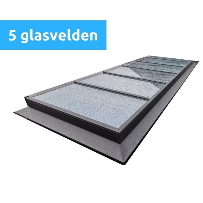 Intura Vlakke lichtstraat aluminium - 5 gelijke glasvlakken