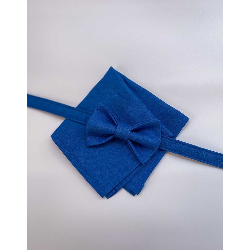 Bow Tie | Sapphire Bold | Linen & Cotton Blend