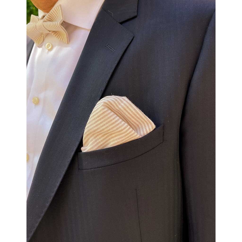 Pocket Square | Sand Stripe | Linen & Cotton Blend