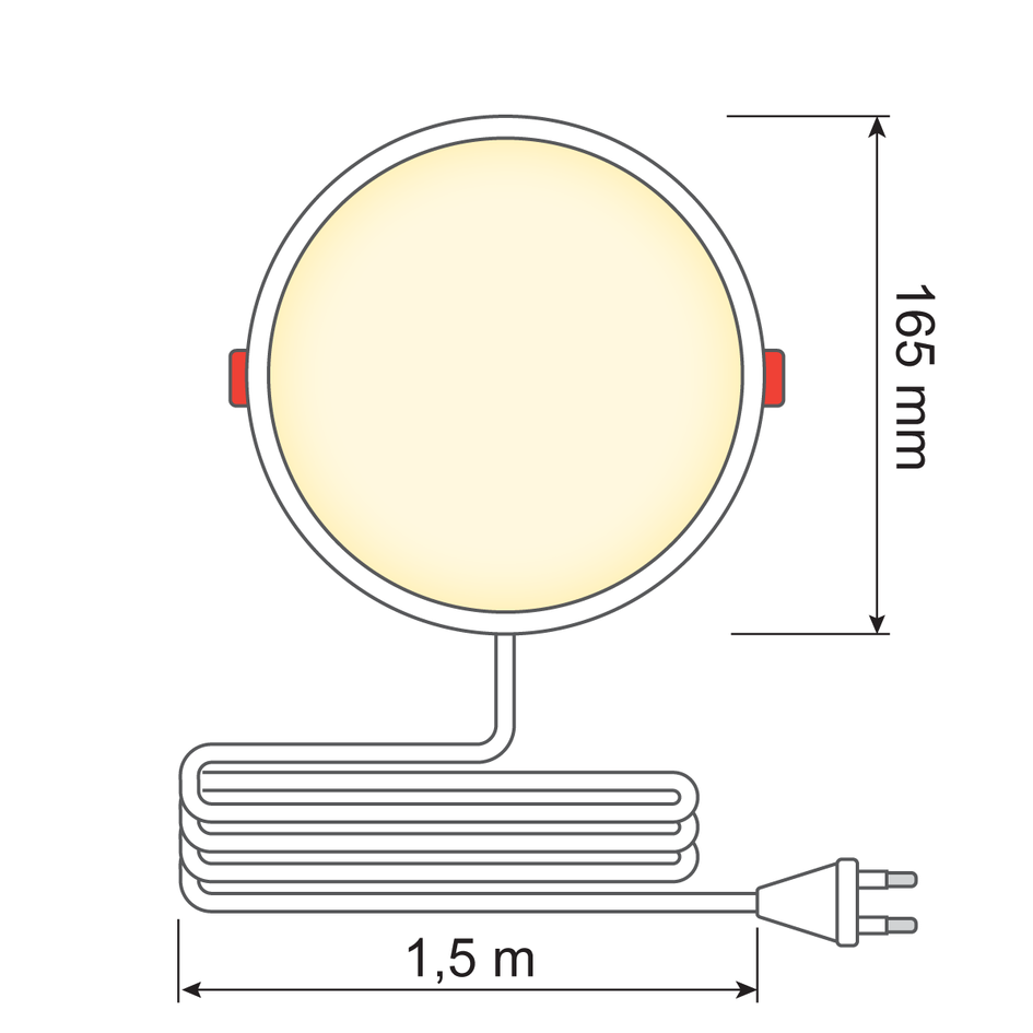 Spot encastrable LED rond - 12W - Ø165mm