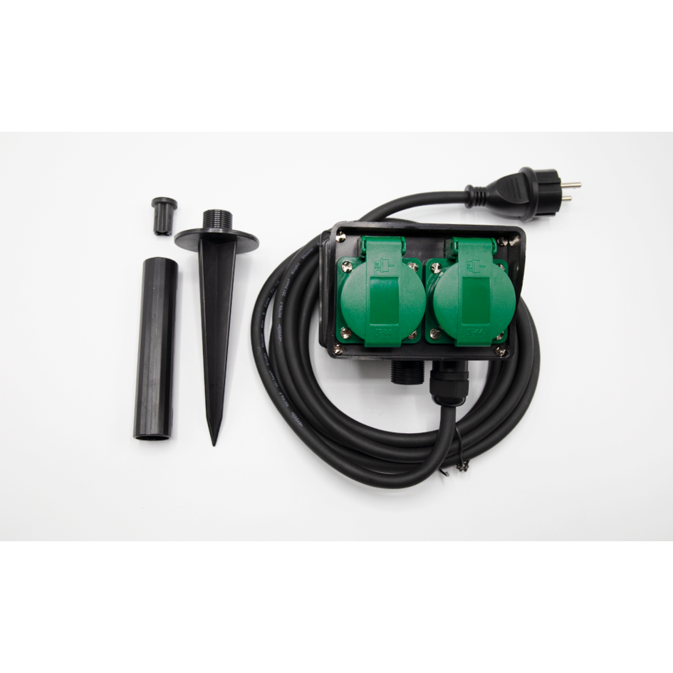 Tuincontactdoos met grondpin, 2-voudig