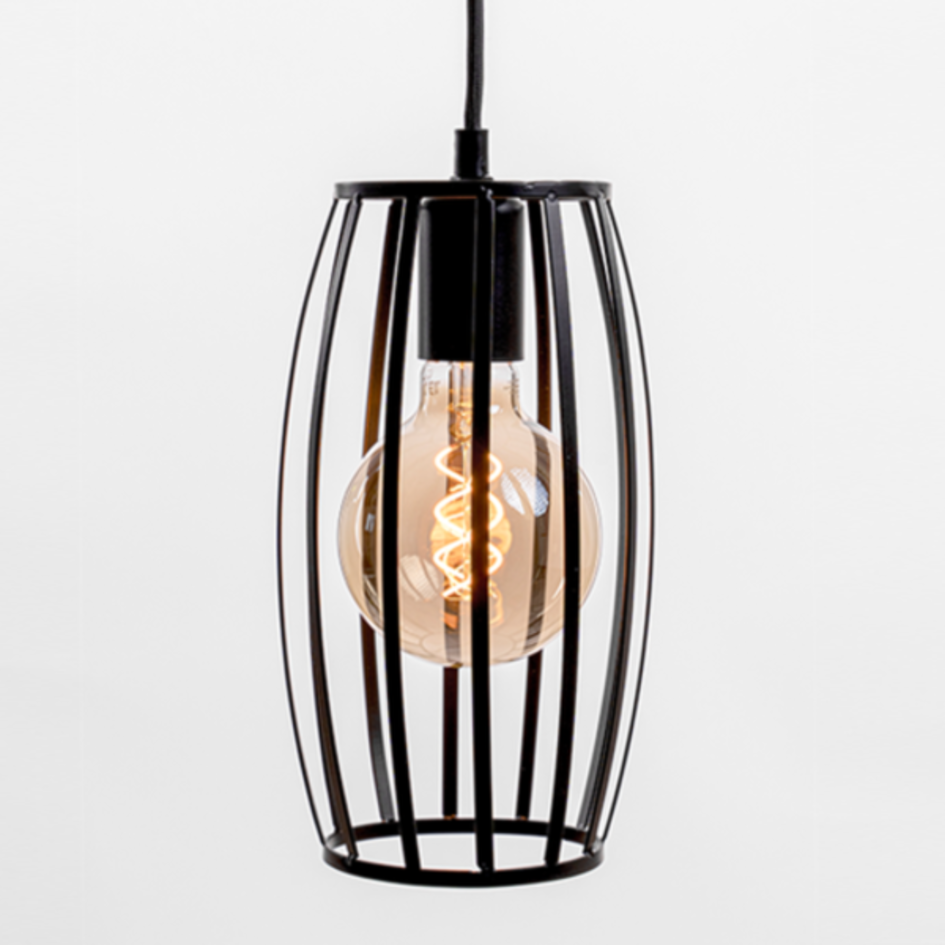 Industriële hanglamp Maya in matzwart kooiframe