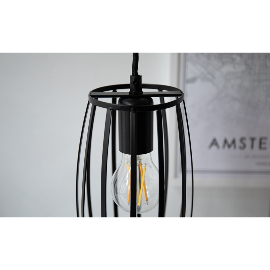 Industriële hanglamp Maya in matzwart kooiframe