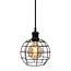 Industriële hanglamp Hugo in matzwart bolvormig kooiframe