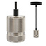 Industriële zilveren snoerpendel incl. 8,5W tot 10W XXL lamp, amber glas, 2000K, Ø160